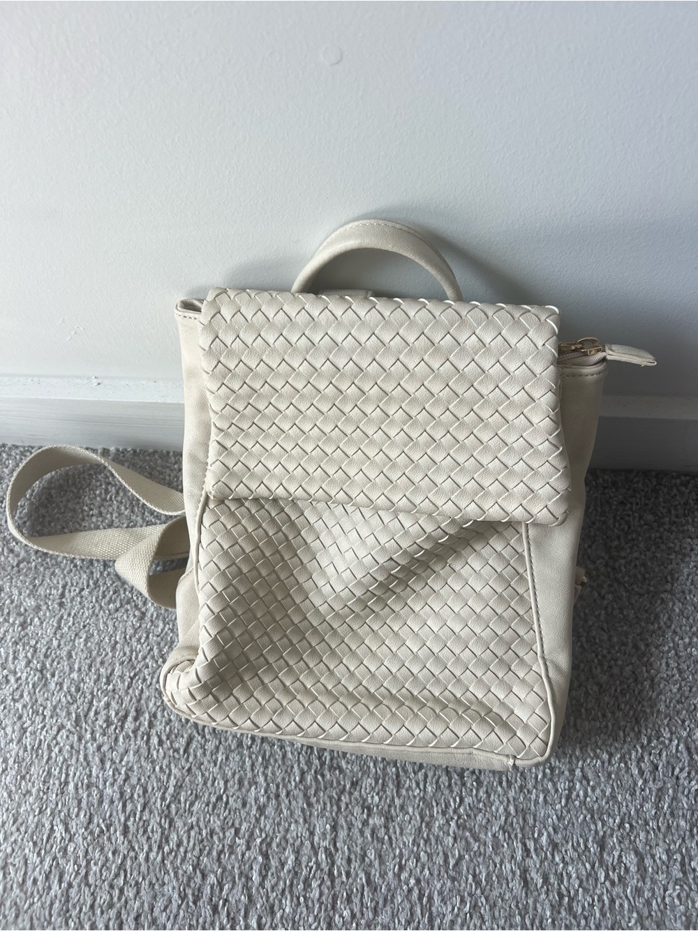 Moda Luxe Cream Woven-Texture Backpack
